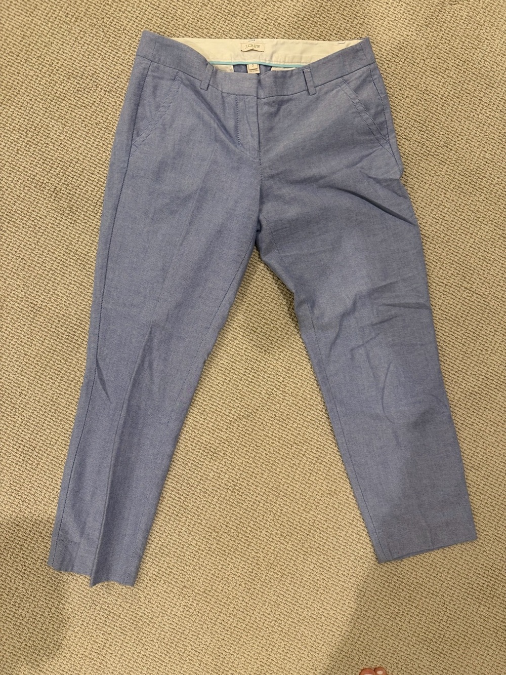 J.Crew Blue Chambray Cropped Slim Ankle Pants Trousers Size 2